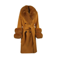 Brown Wool Coat with Fox Trim