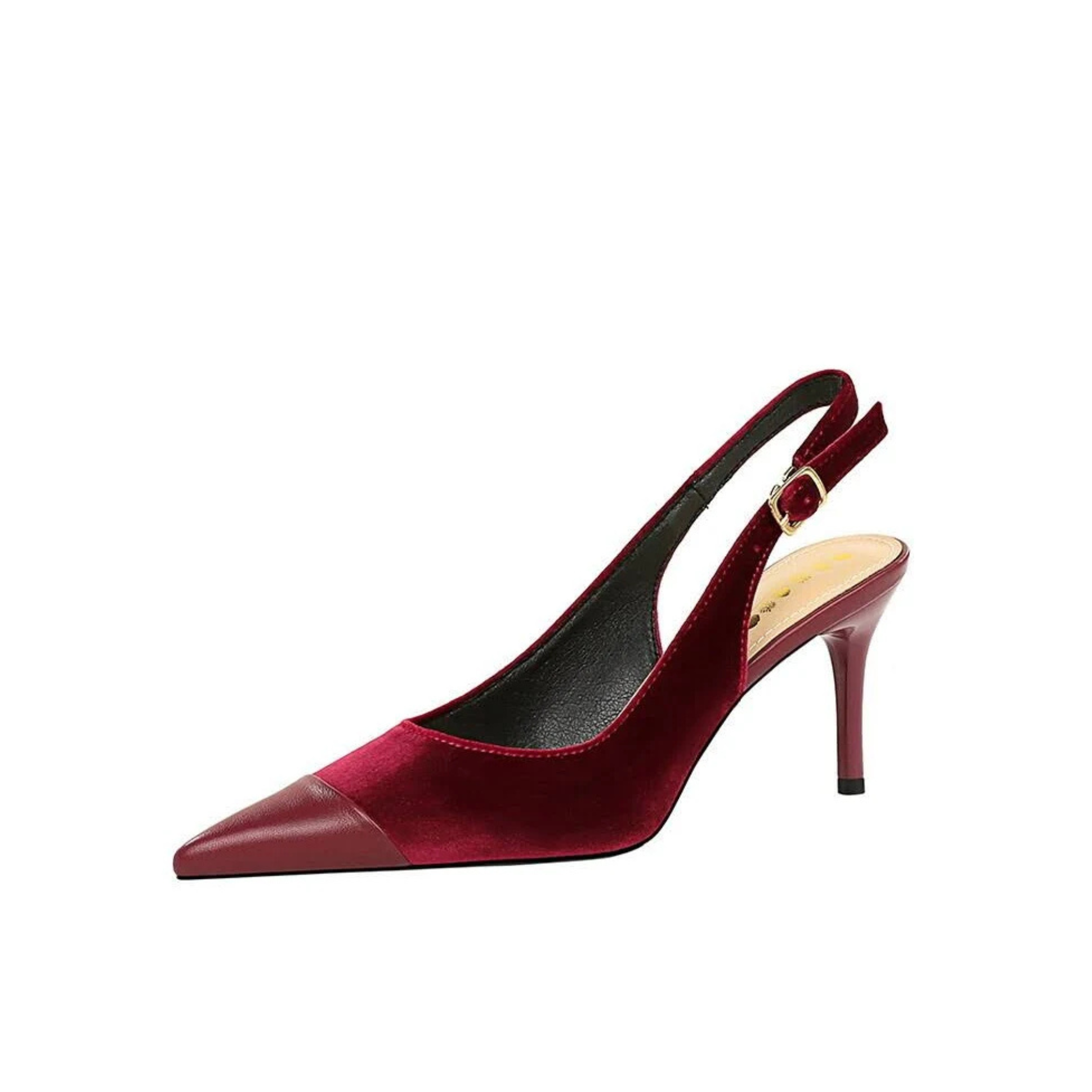 Burgundy Pointed Toe Stiletto Slingback Heels