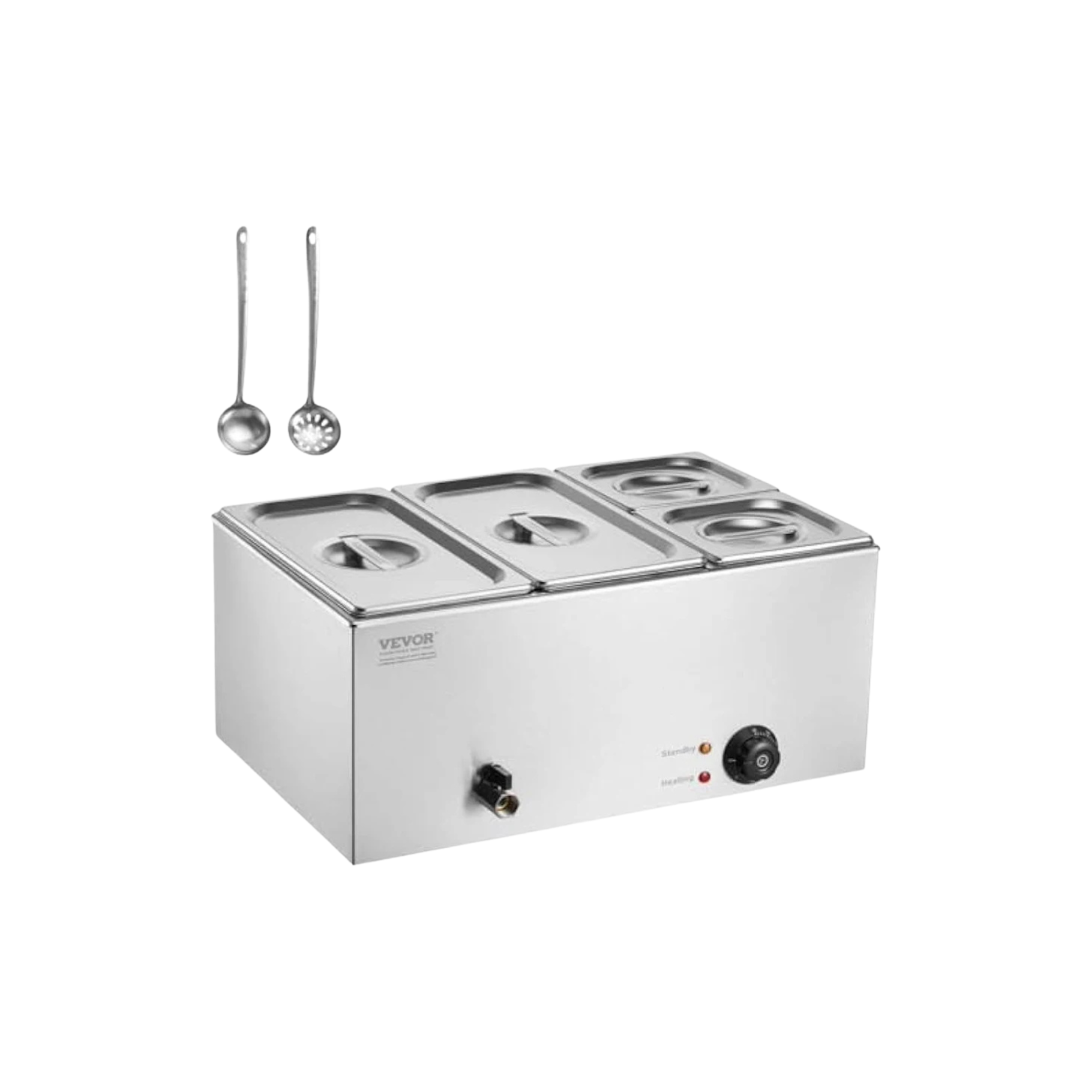 VEVOR 4-Pan Commercial Food Warmer, 24QT Electric Steam Table, 1200W Professional