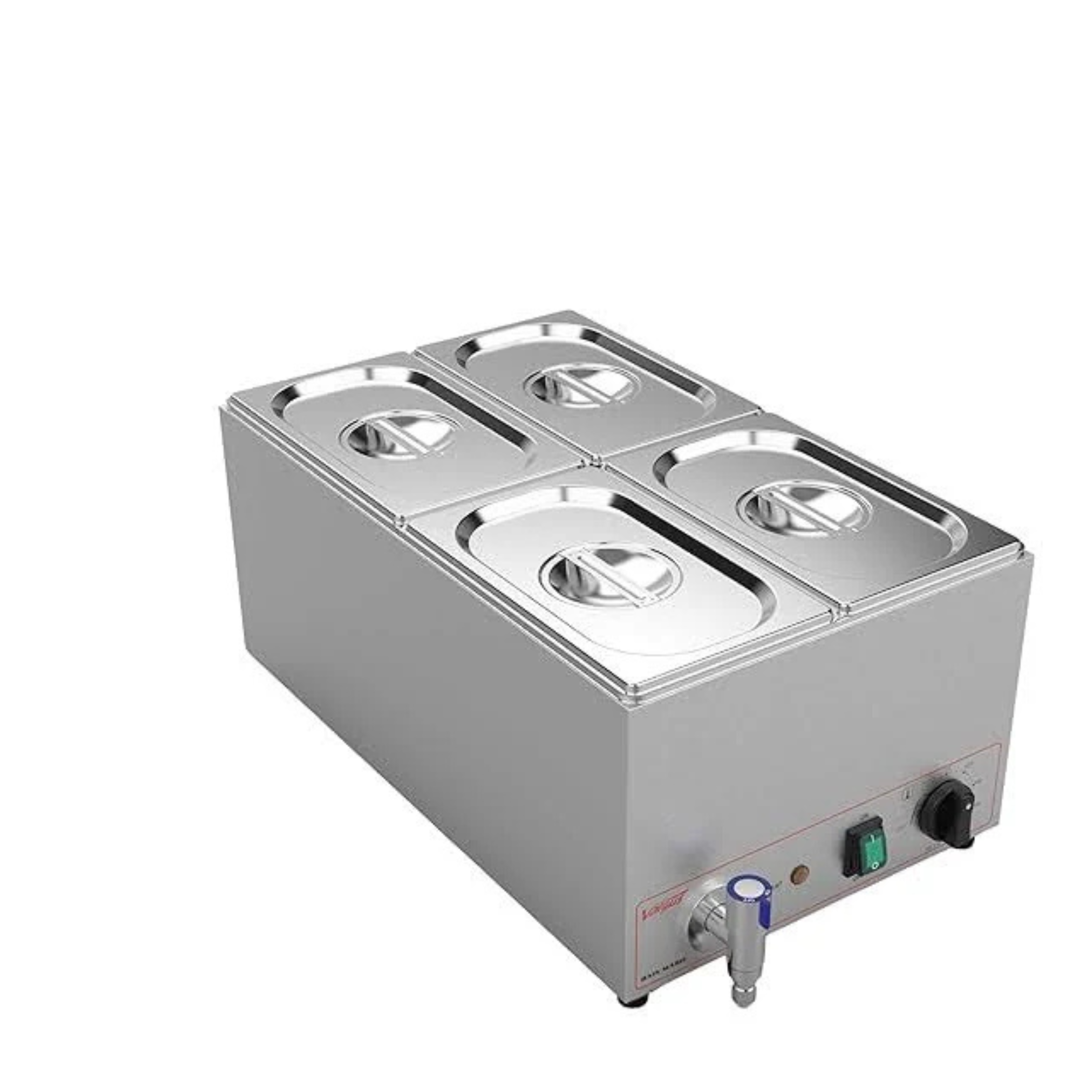 - Valgus Commercial Stainless Steel 4 Sections Bain Marie Food Warmer 16 Qt Buffet Server with Lid and Tap