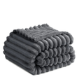 RUIKASI Fleece Throw Blanket for Sofa - Single Fluffy Grey Throws for Sofas Large, Soft Warm Blanket Throw for Couch, Luxury Decorative Ribbed Bed