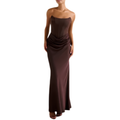 Dark brown corset top silhouette maxi dress