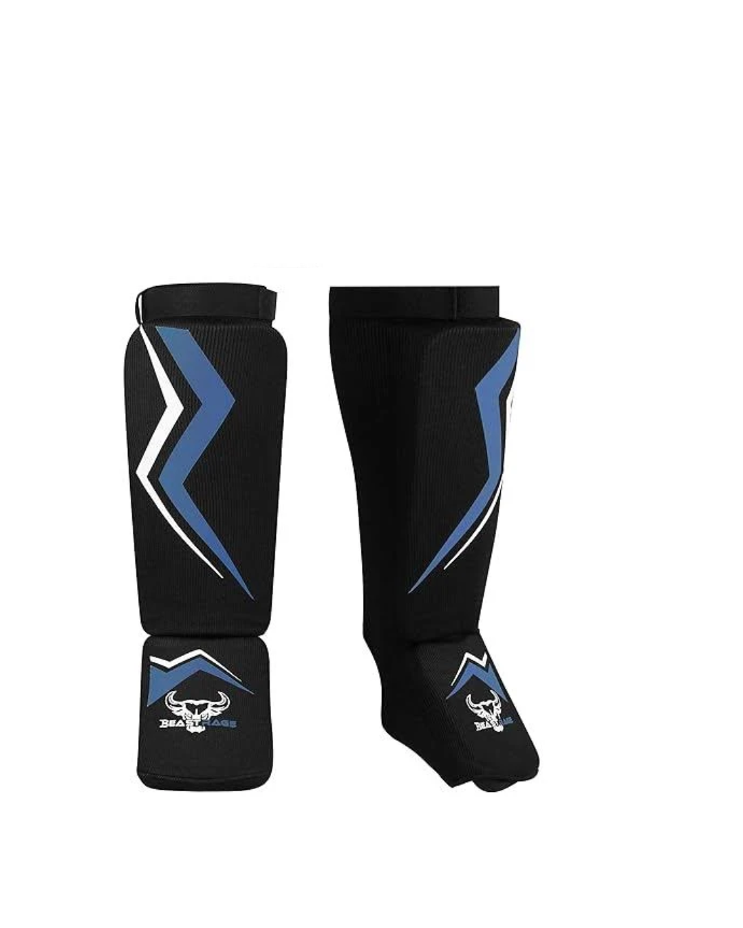 BEAST RAGE Shin Guards for Kickboxing, Instep Protection Pads for Muay Thai MMA Training, Martial arts boxing, Elasticated Padded Leg Foot Protector f