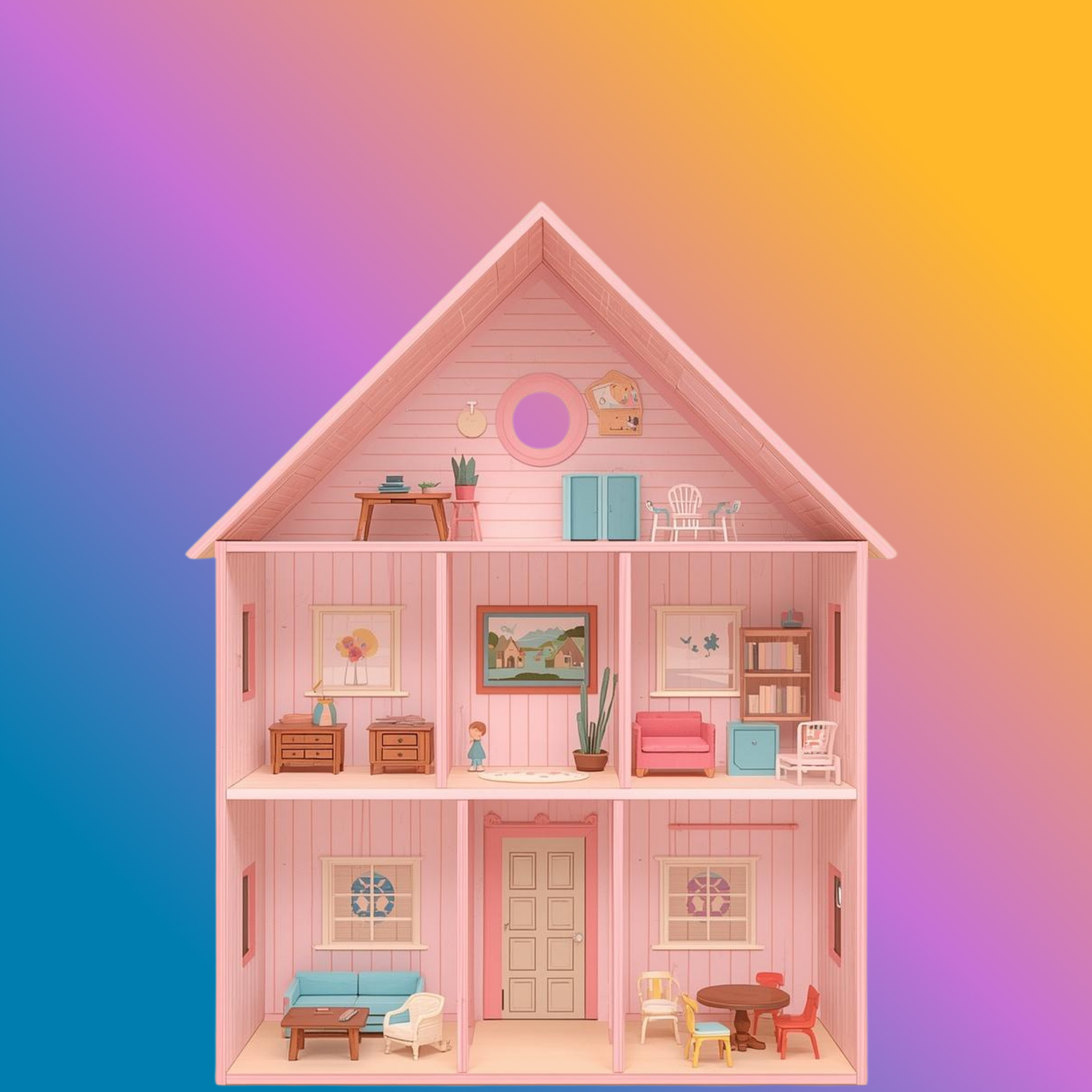 Pink Handcrafted Doll House