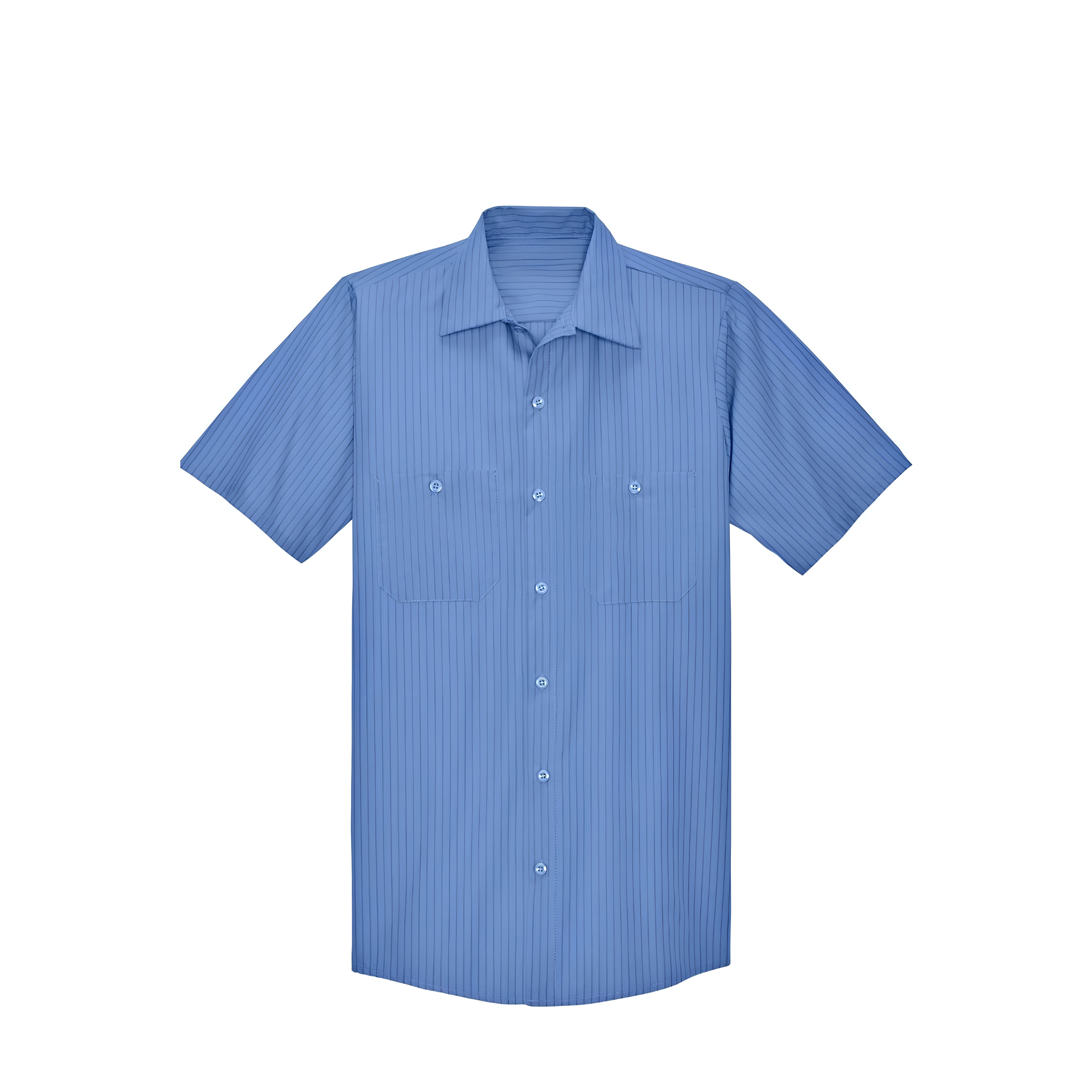 Men's Short Sleeve Striped Industrial Work Shirt