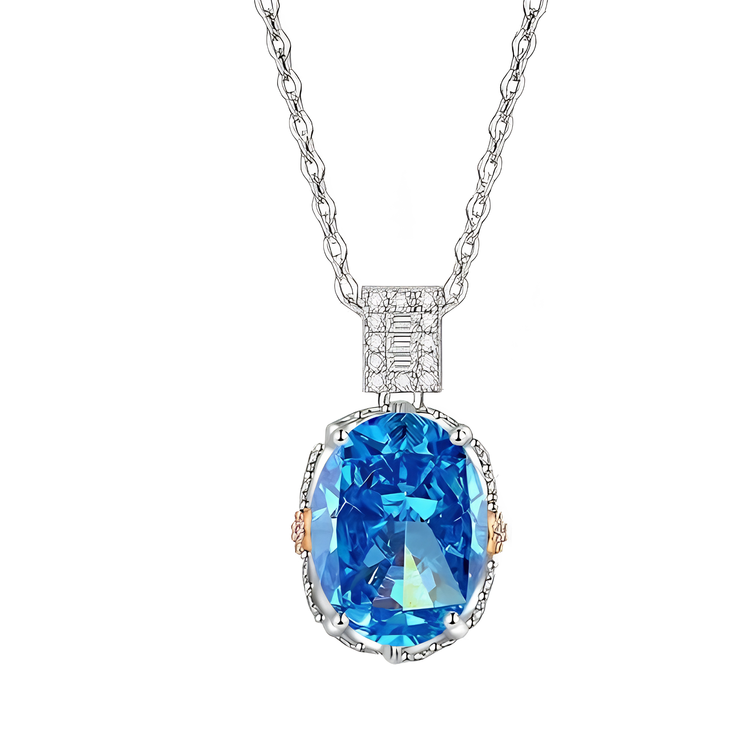 Multicolor Oval CZ Pendant Necklace