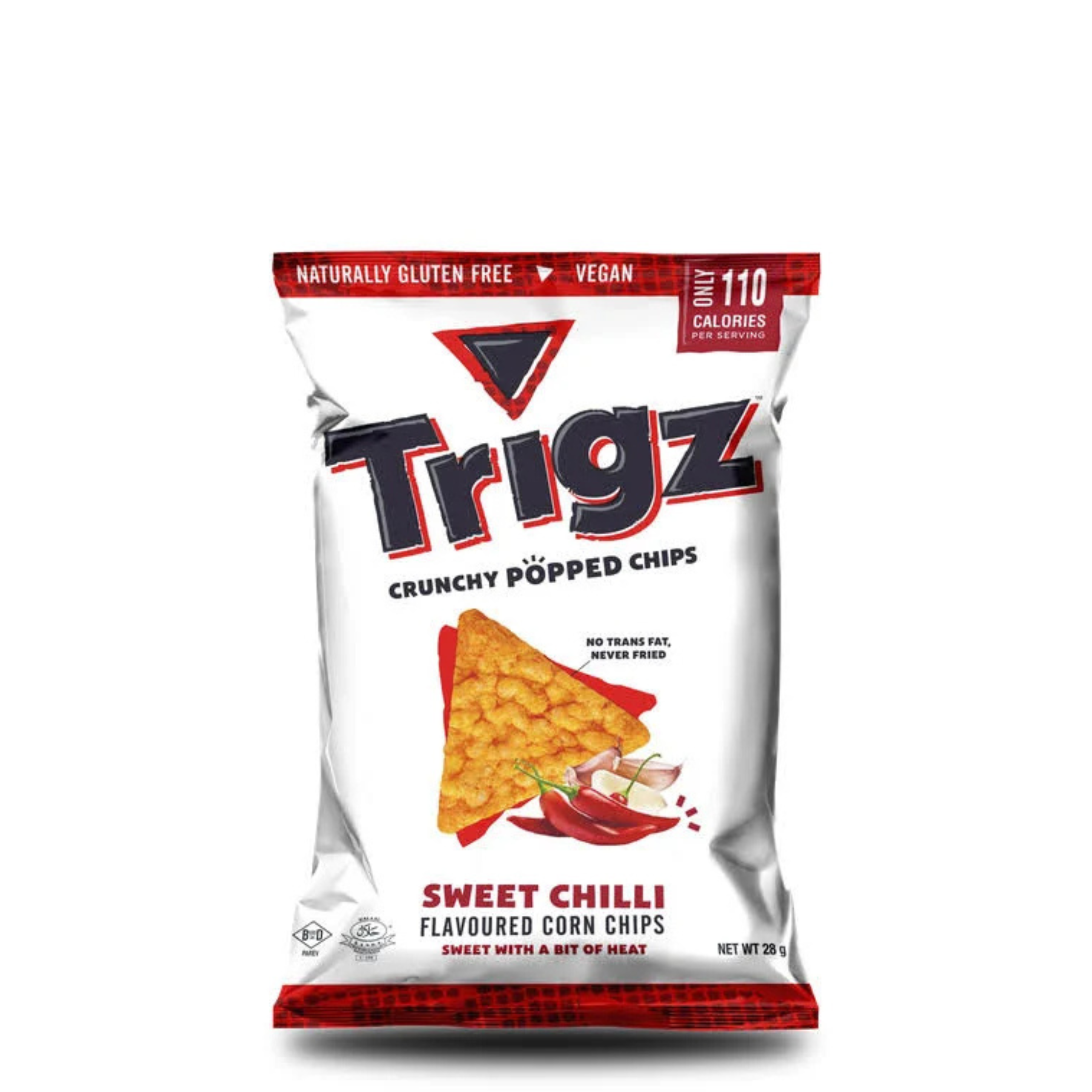 Trigz Sweet Chilli Crunchy Popped Corn Chips 28g x 12