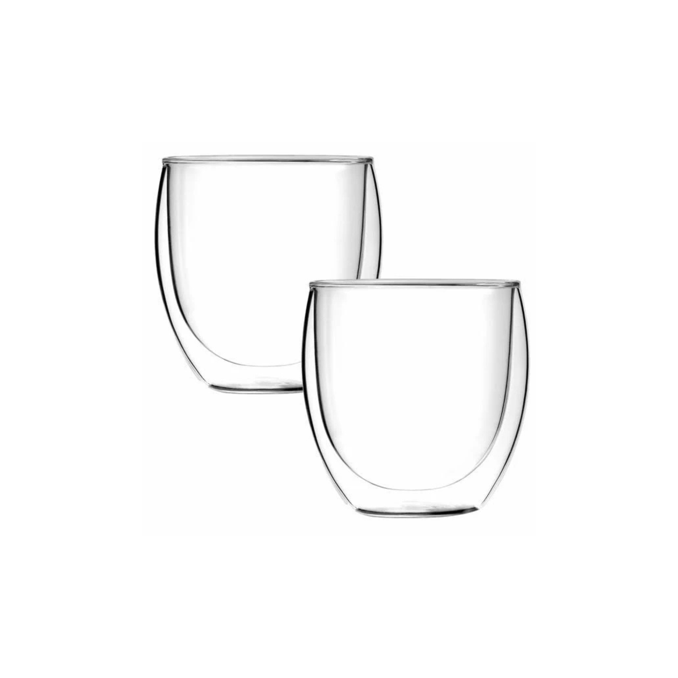 Set of 2 Double Wall Insulated Glass Coffee Cups 250ml Heat Resistant Tea Espresso Latte Mugs
