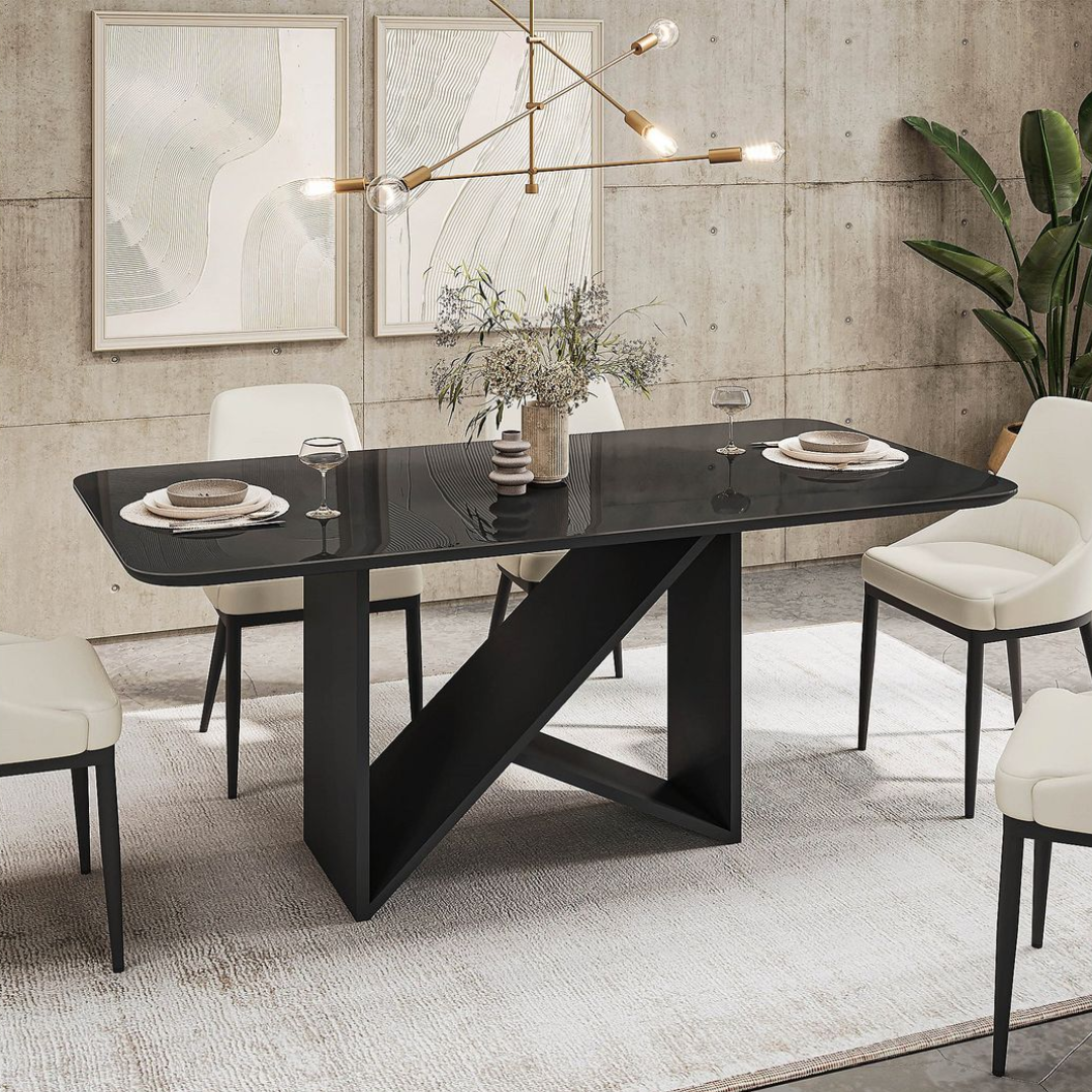 Black Glass Dining Table