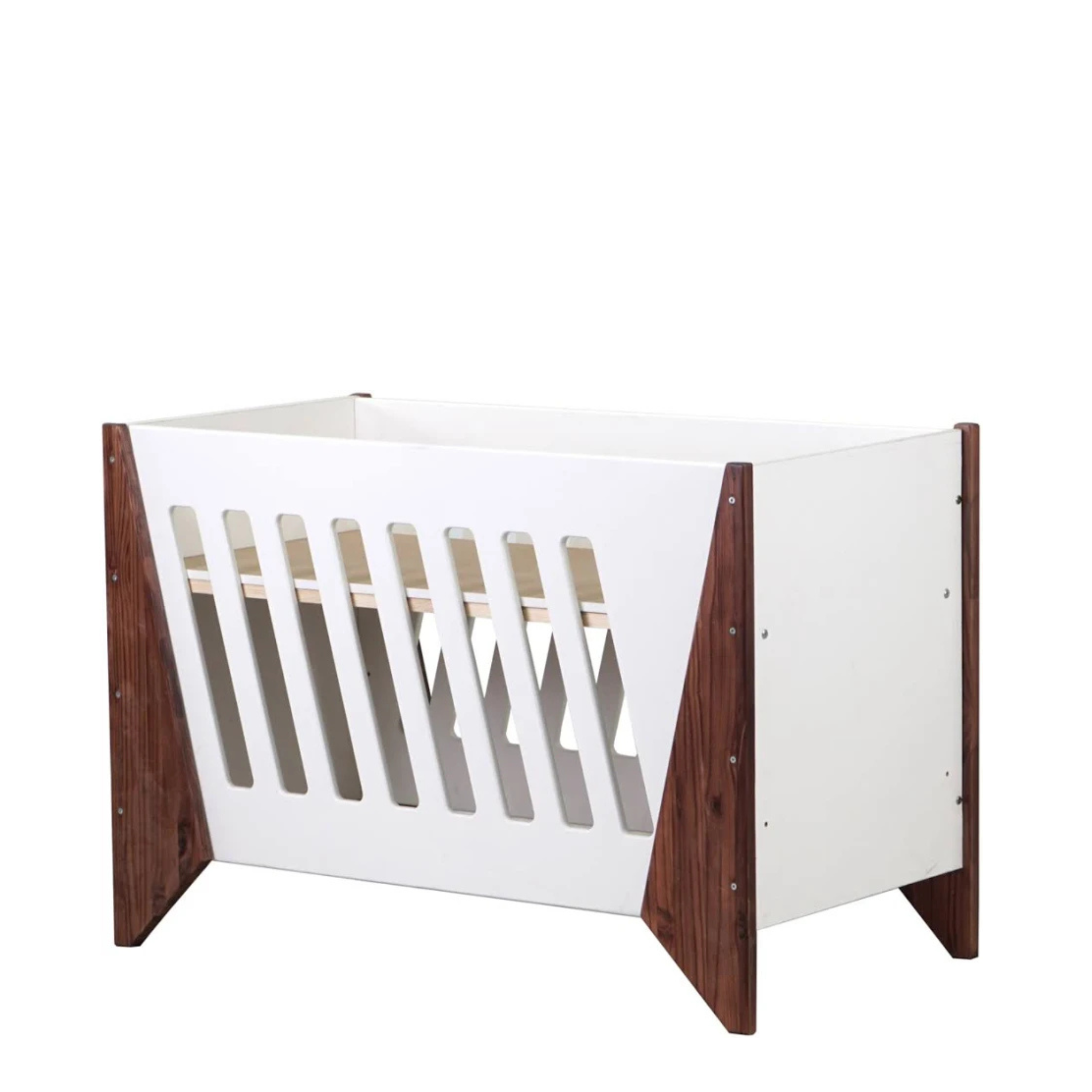 Steel & Rose Alice Cot with Mattress, Oak And White
