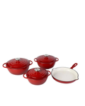 7 PC Red Enamel Cast Iron Set