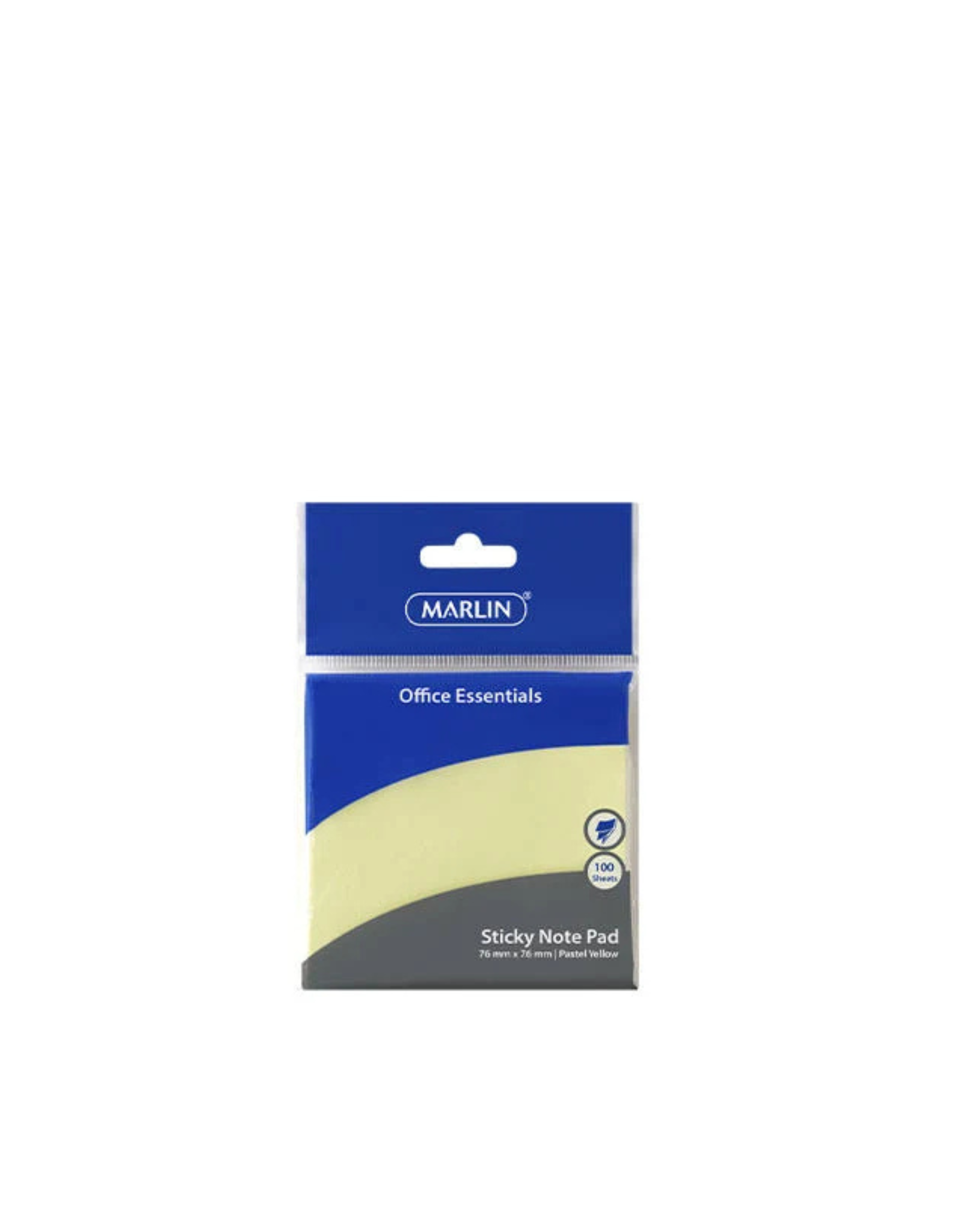 Marlin Office Essentials Sticky Note pad 76 x 76mm 100 sheets Pastel Yellow