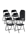 Furniturer Folding Chairs Set of 6 with PVC Padded Seats and Steel Frame, Modern Foldable Chairs