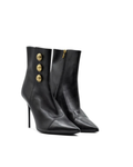 Balmain Roni Button Black Leather Heeled Ankle Boots