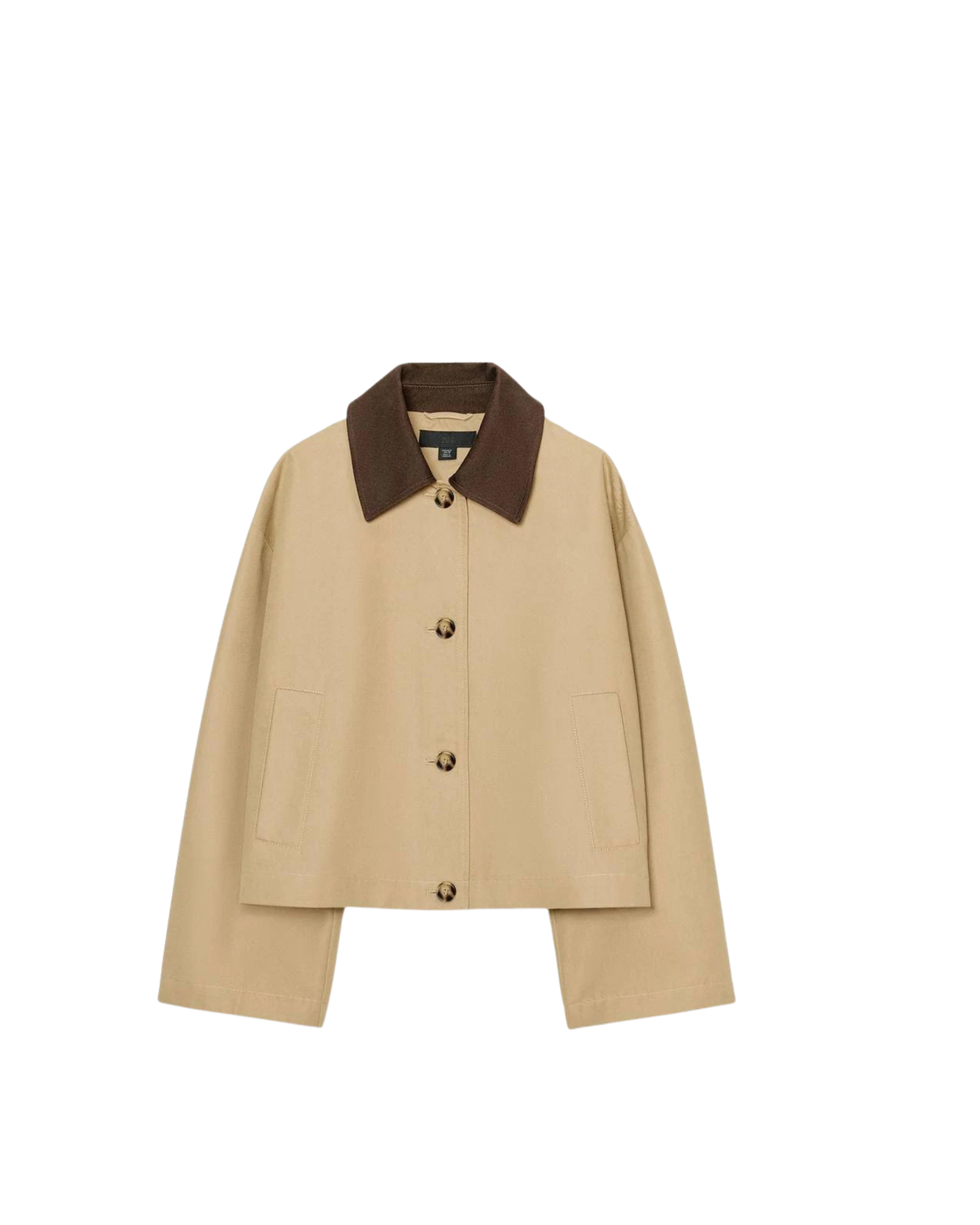 Short Trench Coat With Combined Collar