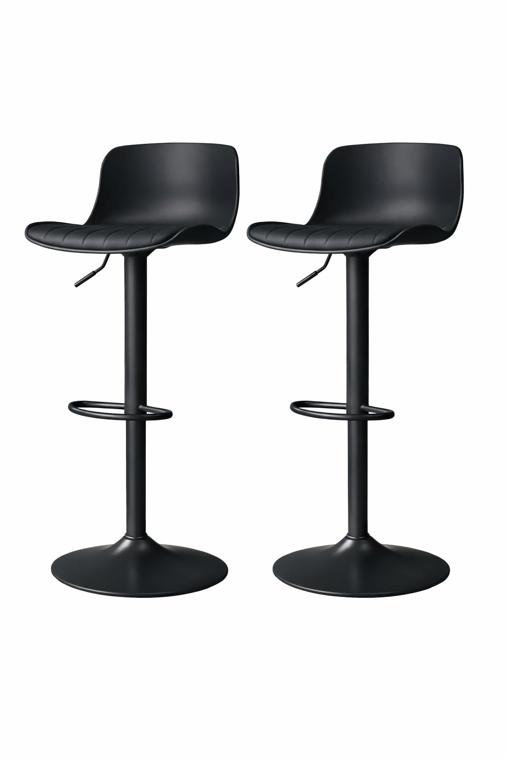 Modern Bar Stools Set Adjustable Swivel Bar Chairs with Back PU Leather