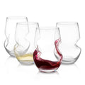 Joeyan Stemless Wine Glasses Set of 4-400ml Red White Wine Cups - Curvey