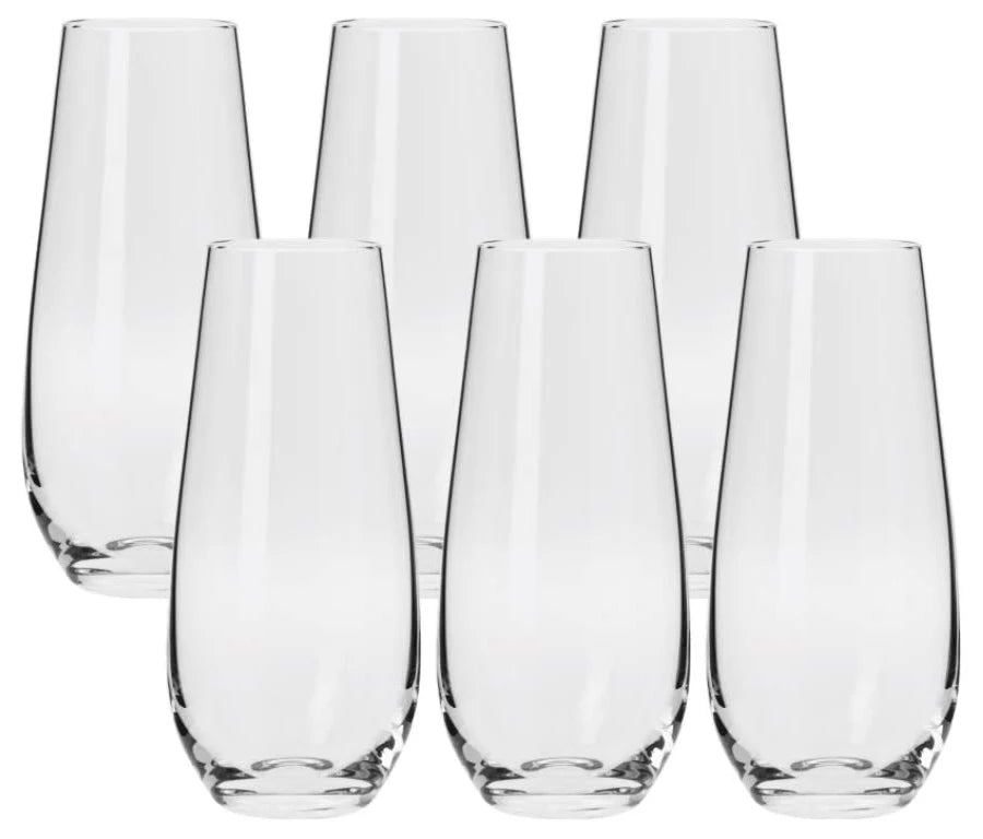 Crystal Stemless Bubbly Flute Glass 230ml x6