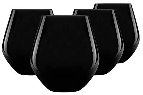 Black Godinger Stemless Red Wine Glasses Drinking Glasses