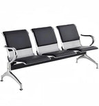 Waiting room bench chair with 3 black ergonomic seats