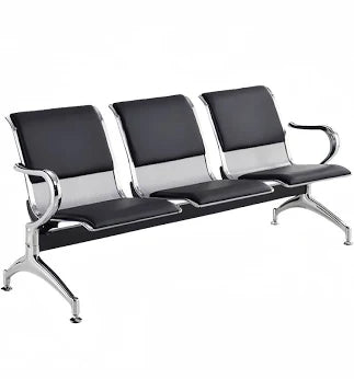 Waiting room bench chair with 3 black ergonomic seats