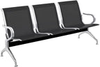 Waiting room bench chair with 3 black ergonomic seats